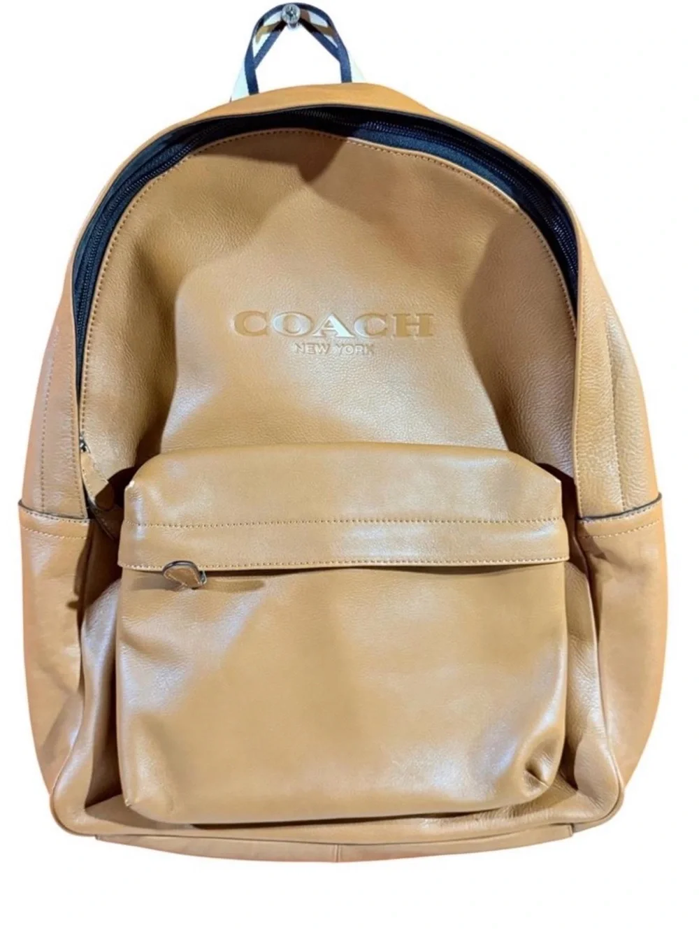 Coach Tan Leather Backpack with Embossed Logo - Men's
